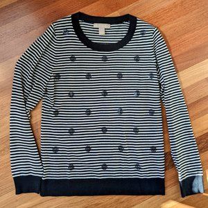 Banana Republic Black Striped Crew Neck Sweater Medium